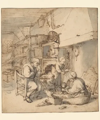 Peasant Family around the Fireplace