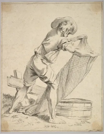 Peasant Holding Fish Net