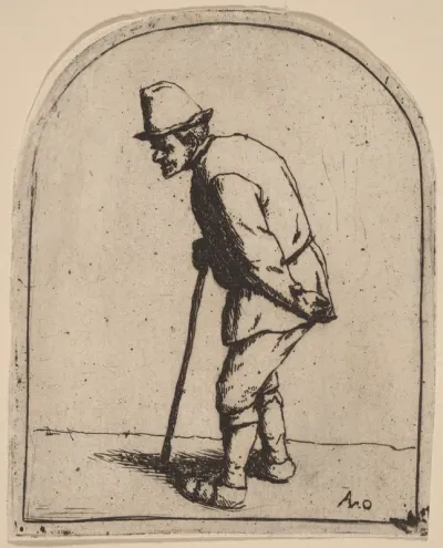Peasant with a Crooked Back Leaning on a Stick