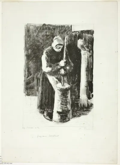 Peasant Woman Churning Milk