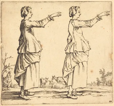 Peasant Woman, in Profile, Facing Right, with Arm Extended