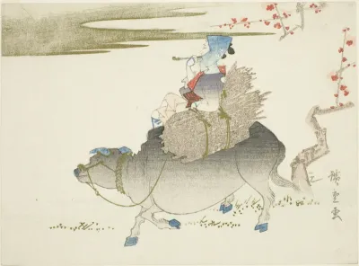 Peasant Woman on buffalo.