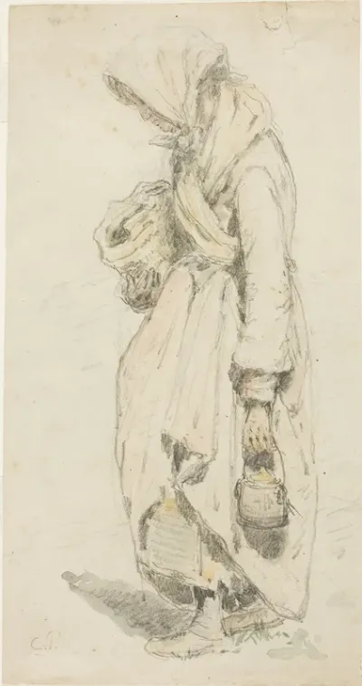 Peasant Woman (recto); Boy with a Fishing Pole (verso)