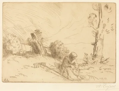 Peasant Woman Seated near a Hedge (Paysanne assise pres d'une haie)
