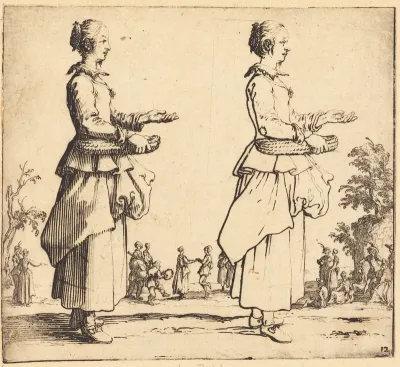 Peasant Woman with Basket, in Profile, Facing Right