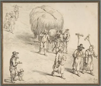 Peasants and Hay Wagon on a Country Road