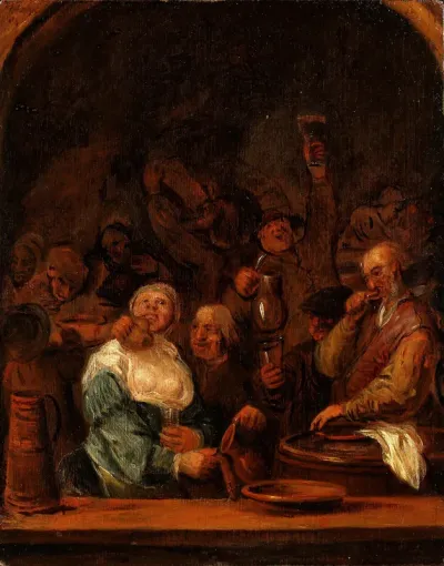 Peasants carousing in a tavern