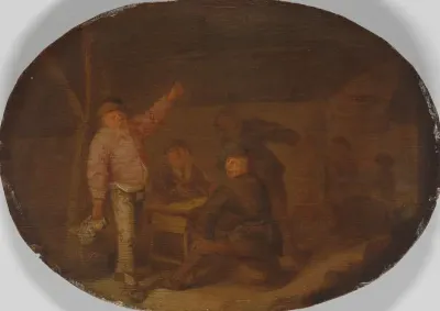 Peasants Drinking in a Barn