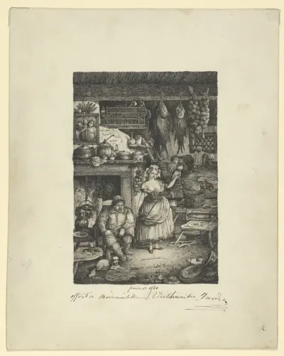 Peasants' interior with spinner