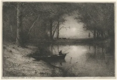 Pêcheur en Canot, au bord d'une Rivière (Fisherman in a Boat)