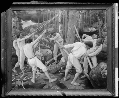 Pekka Halonen: "Tienraivaajia Karjalassa", vuodelta 1900