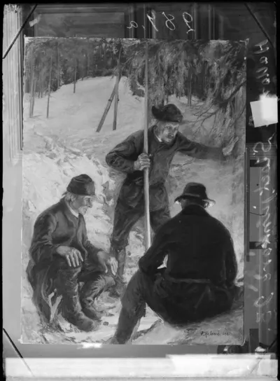 Pekka Halonen: "Tukkinuotiolla" vuodelta 1893