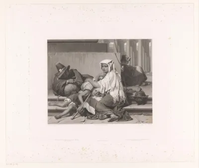 Pelgrims rustend bij de Sint Pieter te Rome