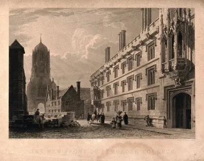 Pembroke College, Oxford: with Martyr's Memorial in the background