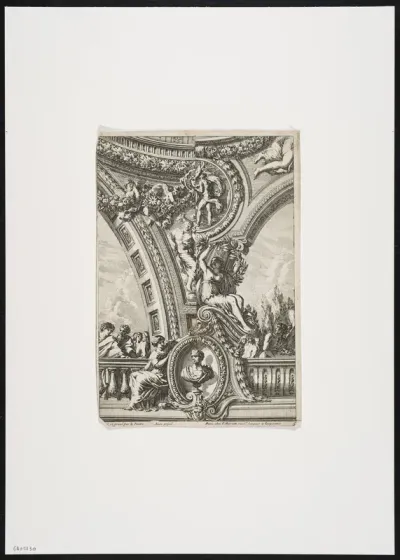 Pendentive of a dome decorated with putti, human figures and leaf motifs
