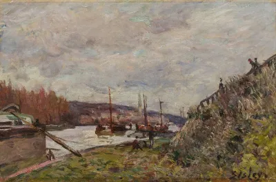Péniches sur la Seine près de Saint-Cloud, effet d’automne