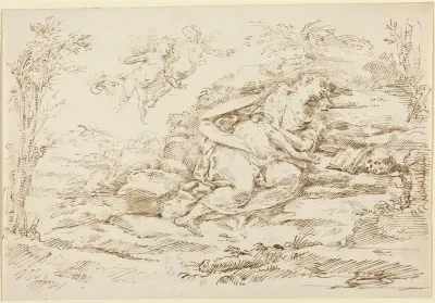 Penitent Magdalene with Angels in a Landscape [recto]