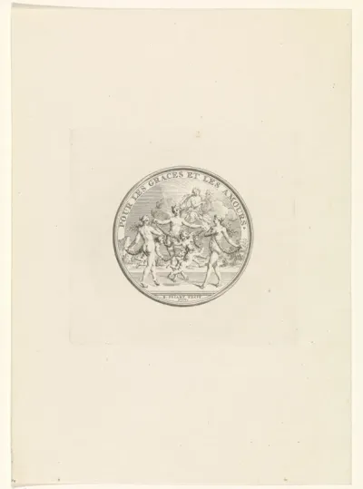 Penning met Apollo en de drie gratiën