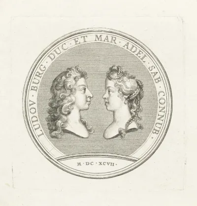 Penning met bustes van de hertog en hertogin van Bourgondië