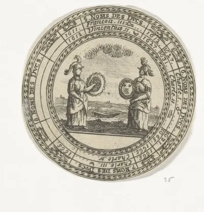 Penning met een embleem en de namen van de hertogen van Mantua