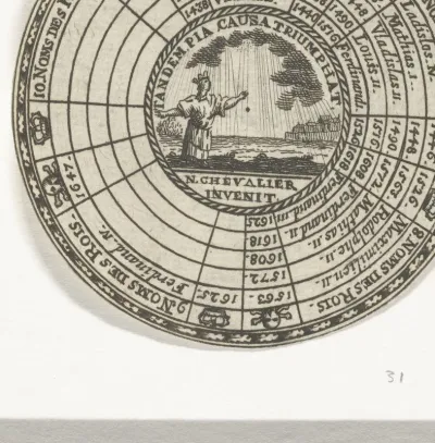 Penning met een embleem en de namen van de Hongaarse koningen