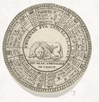 Penning met een embleem en de namen van de keurvorsten van de Palts