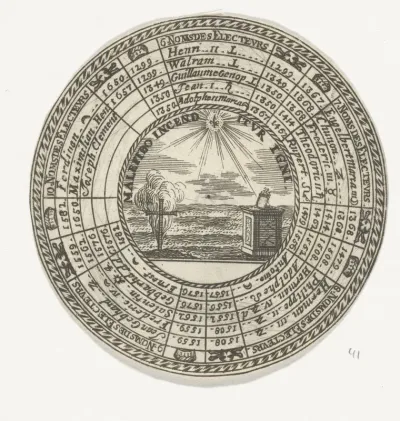 Penning met een embleem en de namen van de keurvorsten van Keulen