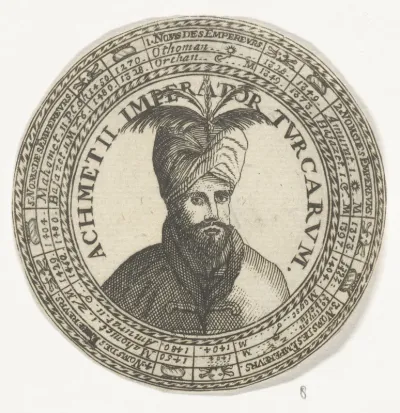 Penning met het portret van Ahmed III en met de namen van de Ottomaanse sultans