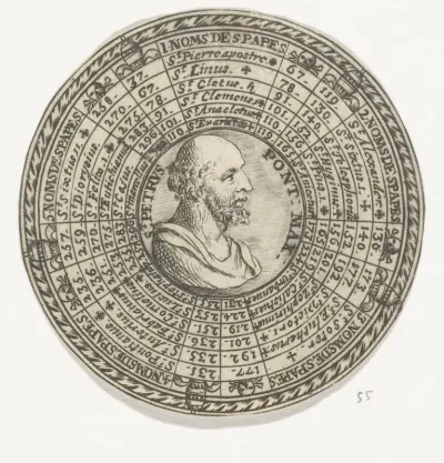 Penning met het portret van de Heilige Petrus en de namen van de pausen