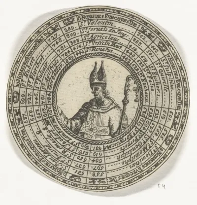 Penning met het portret van de Heilige Servaas en de namen van de bisschoppen van Tongeren