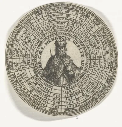 Penning met het portret van Hendrik III en de namen van keizers