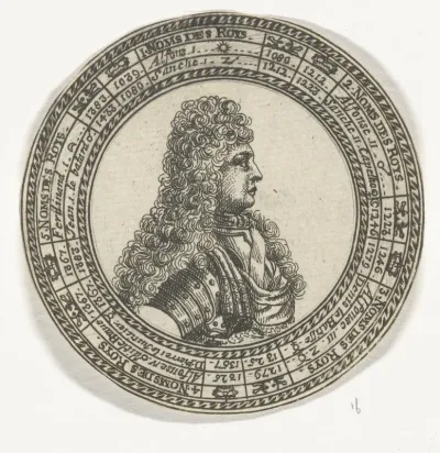 Penning met het portret van Johan V en de namen van Portugese koningen