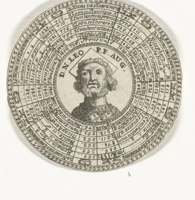 Penning met het portret van Leo III en met de namen van Oost-Romeinse keizers