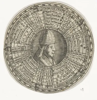 Penning met het portret van paus Sergius III en de namen van de pausen