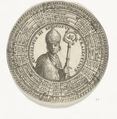 Penning met het portret van Willem III en de namen van de bisschoppen van Utrecht