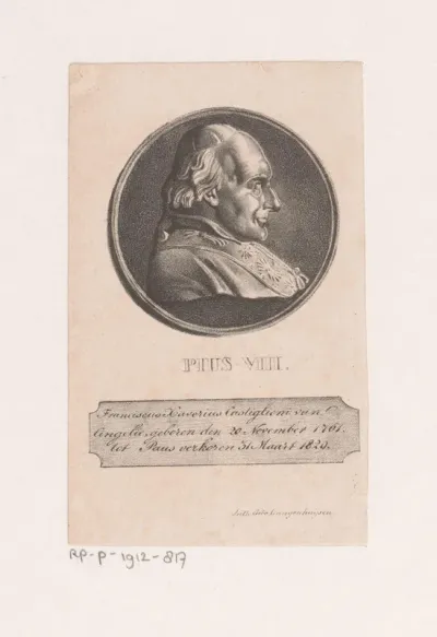 Penning met Pius VIII in profiel