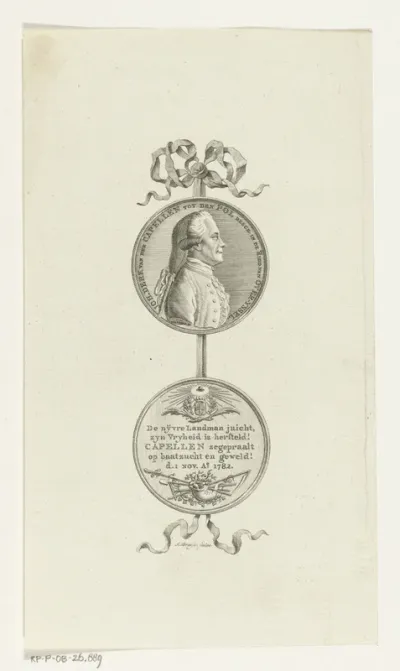 Penning met portret van Johan Derk van der Capellen tot den Pol, 1 november 1782