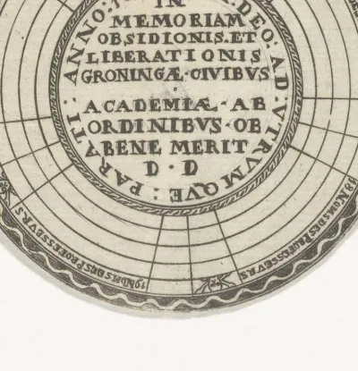 Penning van de Universiteit van Groningen, met ruimte voor de namen van de hoogleraren