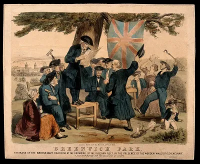 Pensioners of the Royal Naval Hospital, Greenwich, and others, celebrating the destruction of the Russian navy