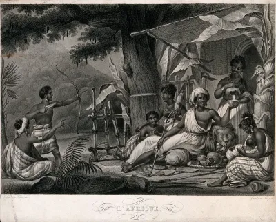 People and scenery representing the continent of Africa