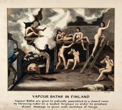 People taking a vapour bath