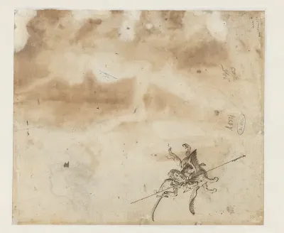 Perseus op Pegasus met het hoofd van Medusa