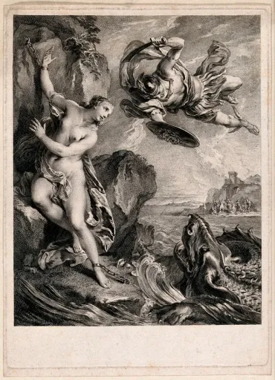 Perseus rescuing Andromeda from a sea-monster
