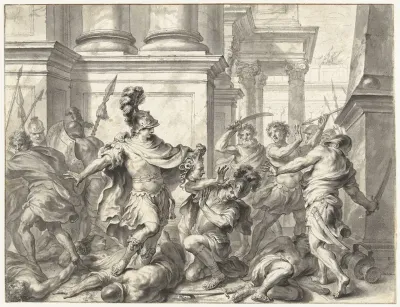Perseus toont het hoofd van Medusa