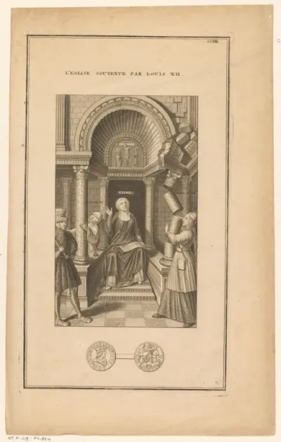Personificatie van de kerk met Lodewijk XII, koning van Frankrijk