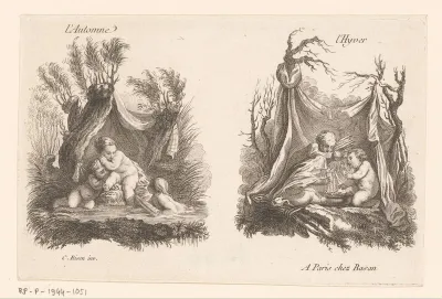 Personificatie van de lente en de zomer met amors