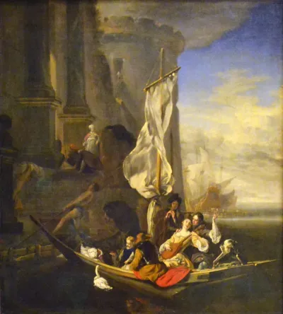 Personnages de fantaisie dans une barque