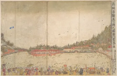 Perspective Print: Shinobazu Pond — Utagawa Toyoharu Kanvas Tablo