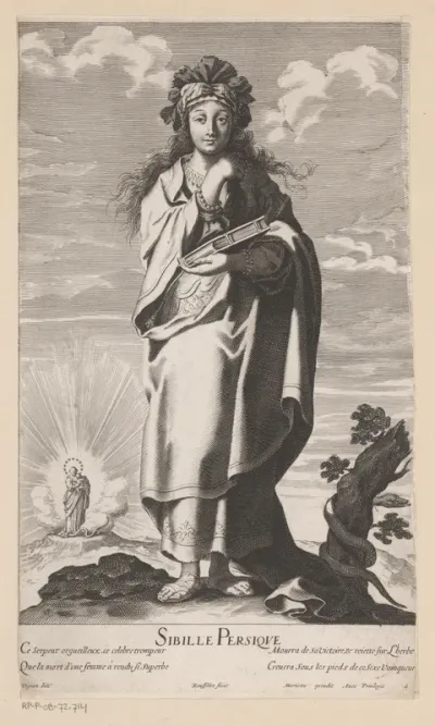 Perzische sibille, met op de achtergrond Maria met kind