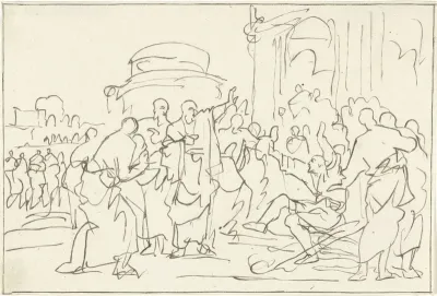 Peter and John heal a paralyzed man at the temple gate